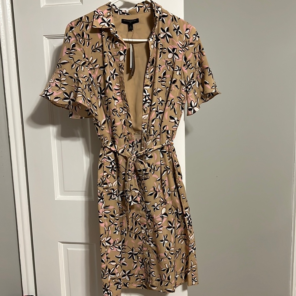 Beige waist tie dress
